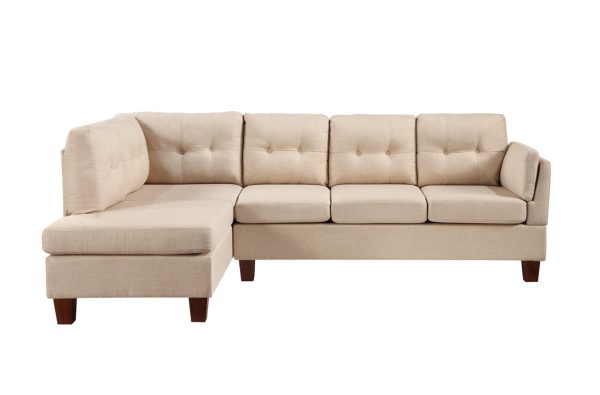 Dalia 97"W Khaki Linen Modern Sectional Sofa with Left Facing Chaise - Image 3