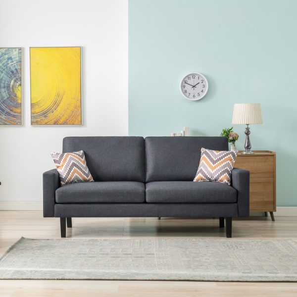 Bahamas 70"W Dark Gray Linen Sofa and Chair Set with 2 Throw Pillows - Image 4