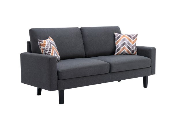 Bahamas 70"W Dark Gray Linen Sofa and Chair Set with 2 Throw Pillows - Image 3