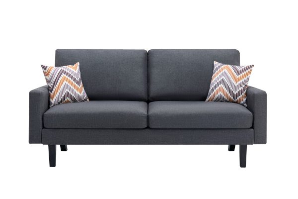 Bahamas 70"W Dark Gray Linen Sofa and Chair Set with 2 Throw Pillows - Image 2