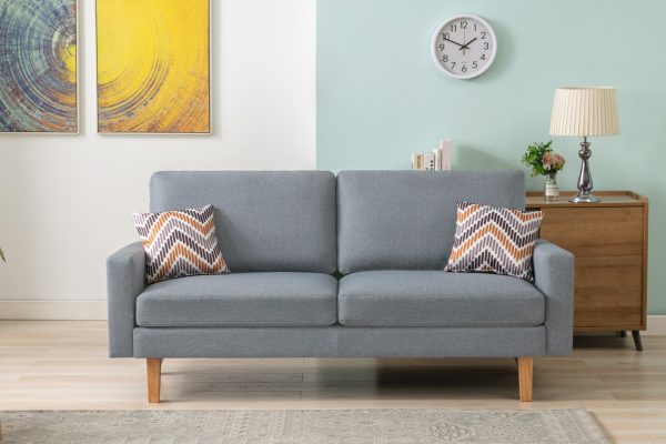 Bahamas 70"W Gray Linen Sofa and Chair Set with 2 Throw Pillows - Image 5