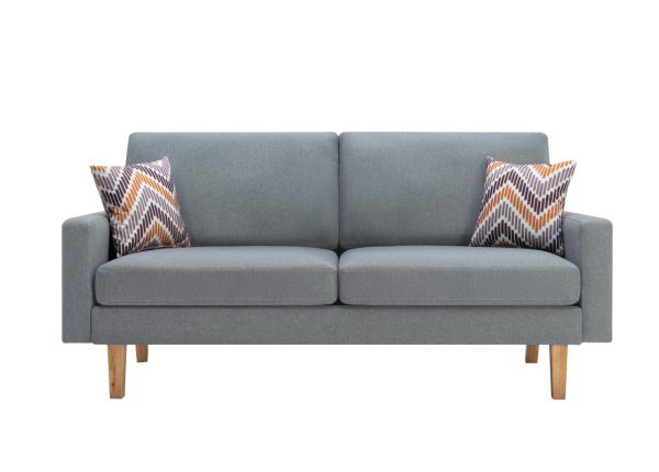 Bahamas 70"W Gray Linen Sofa and Chair Set with 2 Throw Pillows - Image 3