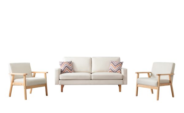 Bahamas 70"W Beige Linen Sofa and 2 Chairs with 2 Throw Pillows - Image 4