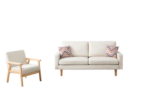 Bahamas 70"W Beige Linen Sofa and Chair Set with 2 Throw Pillows - Image 6
