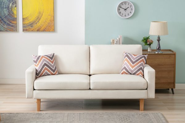 Bahamas 70"W Beige Linen Sofa and Chair Set with 2 Throw Pillows - Image 5