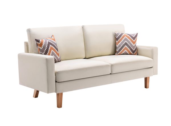 Bahamas 70"W Beige Linen Sofa and Chair Set with 2 Throw Pillows - Image 4