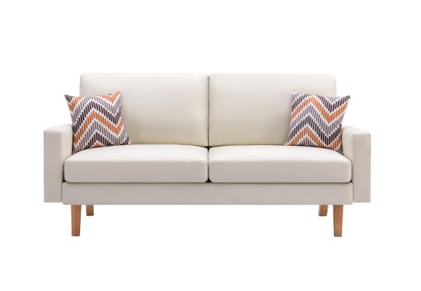 Bahamas 70"W Beige Linen Sofa and Chair Set with 2 Throw Pillows - Image 3