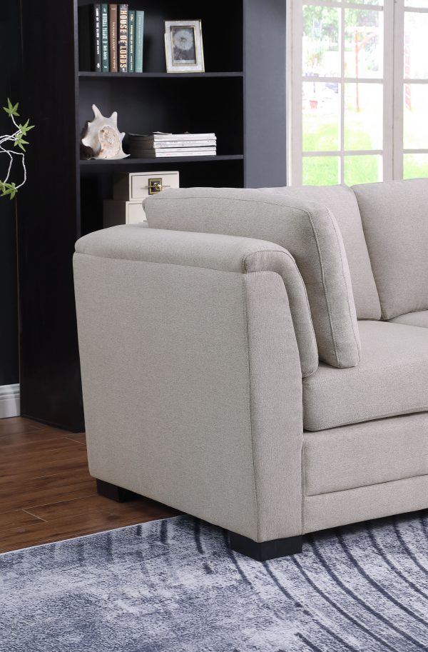 Kristin 121.5"W Light Gray Linen Fabric Reversible Sectional Sofa with Ottoman - Image 5