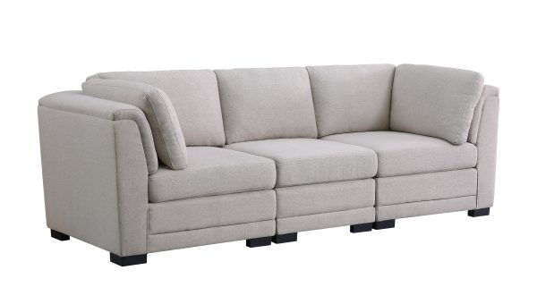 Kristin 96"W Light Gray Linen Fabric 3-Seater Modular Sofa - Image 2