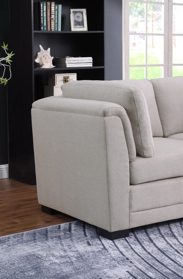 Kristin 96"W Light Gray Linen Fabric 3-Seater Modular Sofa - Image 3