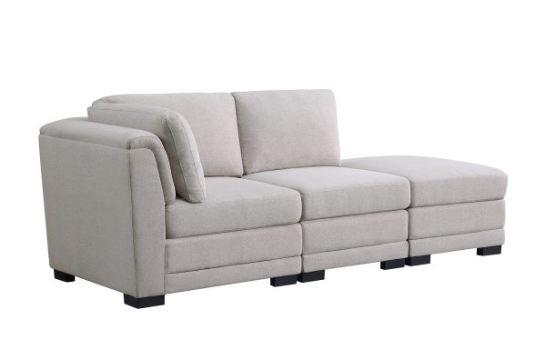 Kristin 86.5"W Light Gray Linen Fabric Reversible Sofa with Ottoman - Image 3