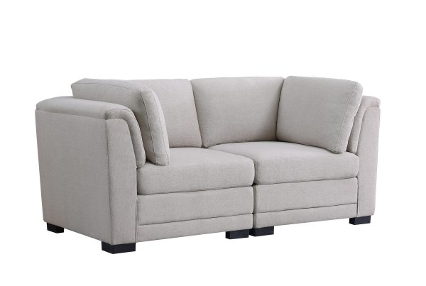Kristin 70.5"W Light Gray Linen Fabric Loveseat - Image 2