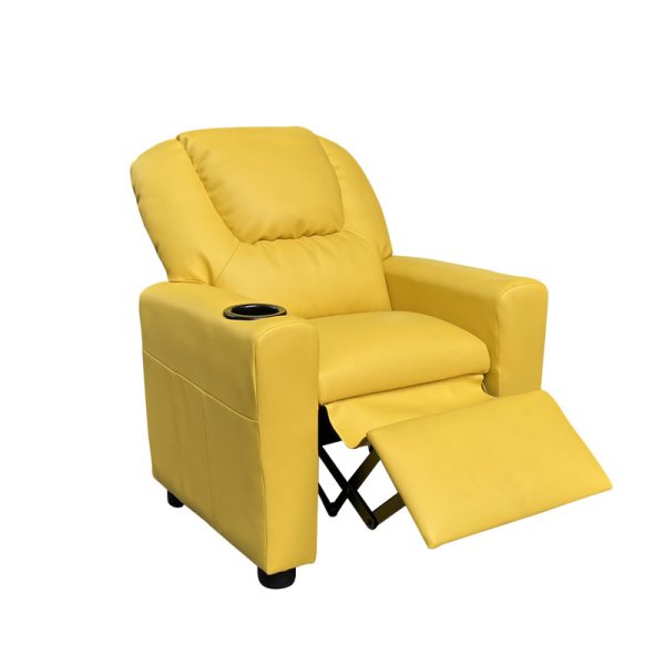 Marisa 22"W Yellow PU Leather Kids Recliner Chair with Cupholder - Image 3