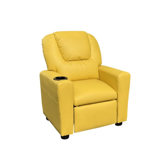 Marisa 22"W Yellow PU Leather Kids Recliner Chair with Cupholder - Image 4