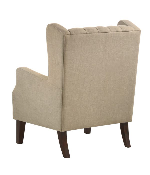 Irwin 29.5"W Beige Linen Button Tufted Wingback Chair - Image 3