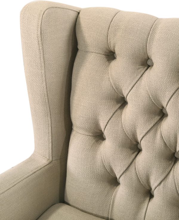 Irwin 29.5"W Beige Linen Button Tufted Wingback Chair - Image 2