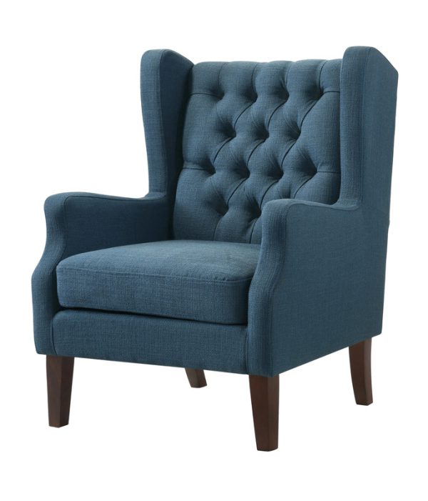 Irwin 29.5"W Blue Linen Button Tufted Wingback Chair - Image 3