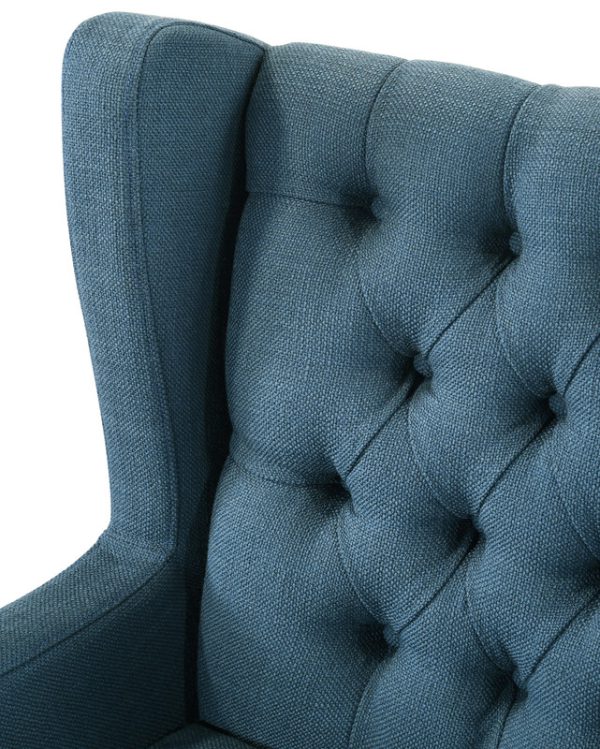 Irwin 29.5"W Blue Linen Button Tufted Wingback Chair - Image 5