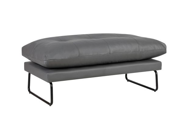 Karla 44"W Gray PU Leather Contemporary Ottoman - Image 2