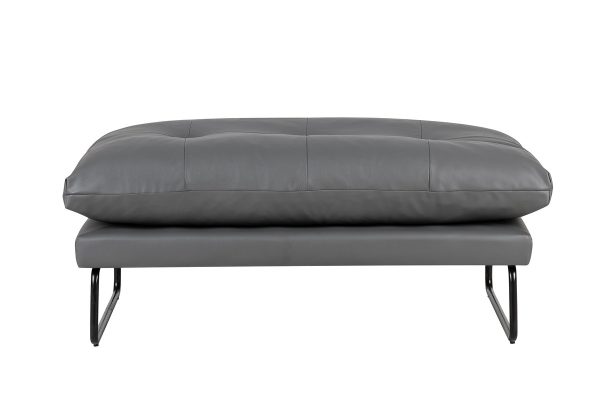 Karla 44"W Gray PU Leather Contemporary Ottoman - Image 3