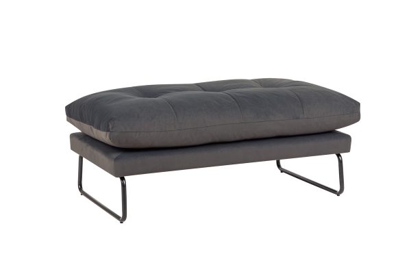 Karla 44"W Dark Gray Velvet Contemporary Ottoman - Image 2