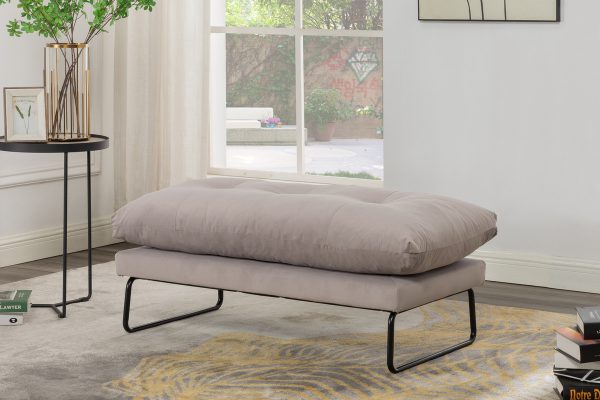 Karla 44"W Gray Velvet Contemporary Ottoman
