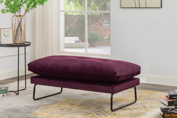 Karla 44"W Purple Velvet Contemporary Ottoman