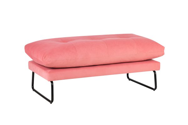 Karla 44"W Pink Velvet Contemporary Ottoman - Image 2