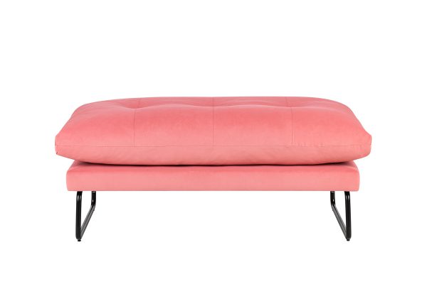 Karla 44"W Pink Velvet Contemporary Ottoman - Image 3