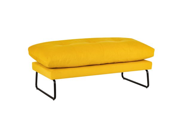 Karla 44"W Yellow Velvet Contemporary Ottoman - Image 2