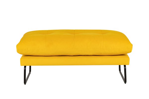 Karla 44"W Yellow Velvet Contemporary Ottoman - Image 3