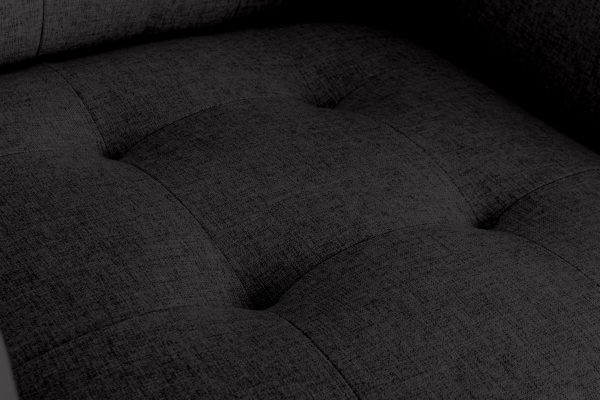 Victoria 33.5"W Dark Gray Linen Fabric Armchair with Metal Legs, Side Pockets, and Pillow - Image 4