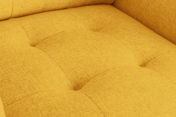 Victoria 33.5"W Yellow Linen Fabric Armchair with Metal Legs, Side Pockets, and Pillow - Image 5