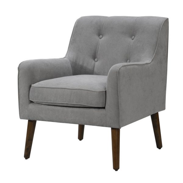 Ryder 25"W Mid Century Modern Steel Gray Woven Fabric Tufted Armchair - Image 3