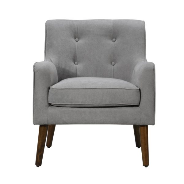 Ryder 25"W Mid Century Modern Steel Gray Woven Fabric Tufted Armchair - Image 2