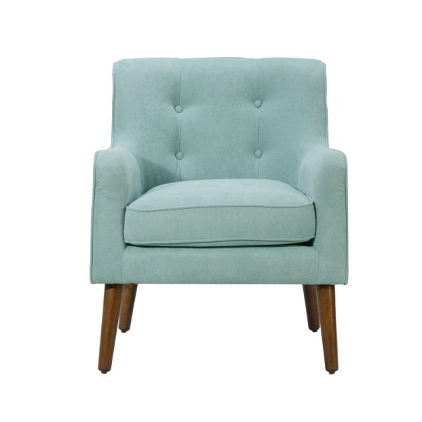 Ryder 25"W Mid Century Modern Aquamarine Teal Woven Fabric Tufted Armchair - Image 2