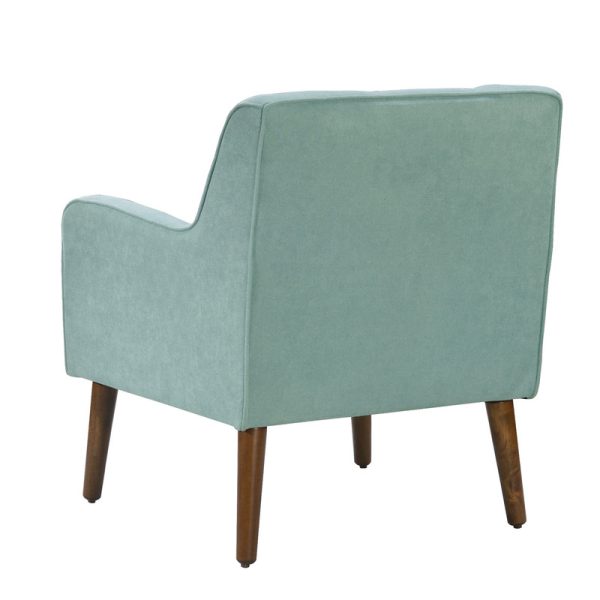 Ryder 25"W Mid Century Modern Aquamarine Teal Woven Fabric Tufted Armchair - Image 4