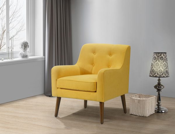 Ryder 25"W Mid Century Modern Yellow Woven Fabric Tufted Armchair