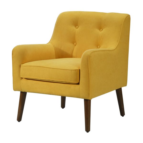 Ryder 25"W Mid Century Modern Yellow Woven Fabric Tufted Armchair - Image 2