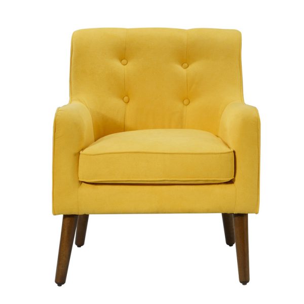 Ryder 25"W Mid Century Modern Yellow Woven Fabric Tufted Armchair - Image 4