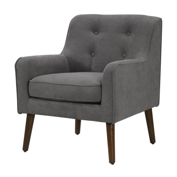 Ryder 25"W Mid Century Modern Gray Woven Fabric Tufted Armchair - Image 4
