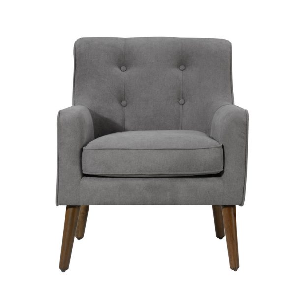 Ryder 25"W Mid Century Modern Gray Woven Fabric Tufted Armchair - Image 3