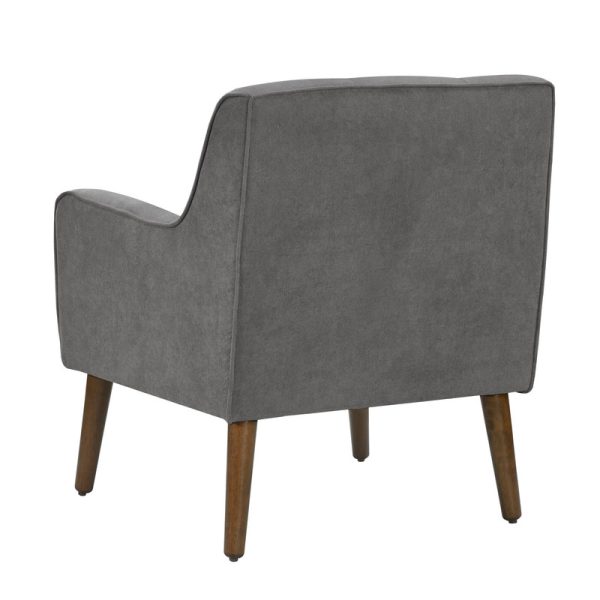 Ryder 25"W Mid Century Modern Gray Woven Fabric Tufted Armchair - Image 2