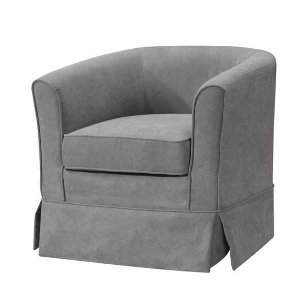 Tucker 28"W Steel Gray Woven Fabric Swivel Barrel Chair - Image 2