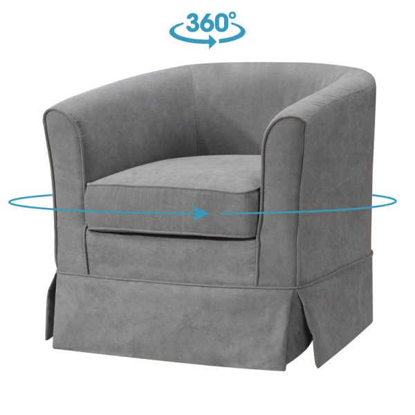 Tucker 28"W Steel Gray Woven Fabric Swivel Barrel Chair - Image 3