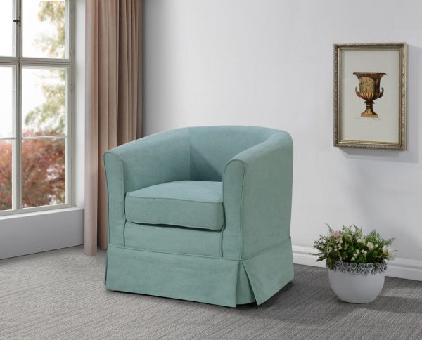 Tucker 28"W Aquamarine Teal Woven Fabric Swivel Barrel Chair