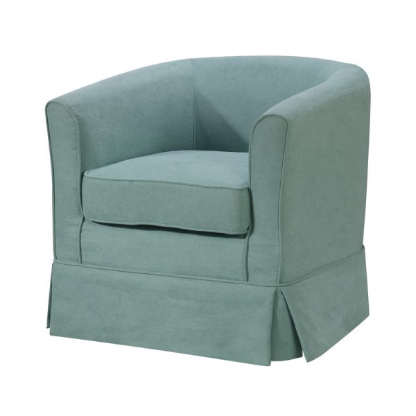 Tucker 28"W Aquamarine Teal Woven Fabric Swivel Barrel Chair - Image 4