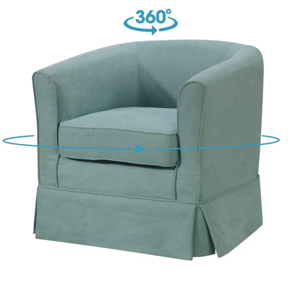 Tucker 28"W Aquamarine Teal Woven Fabric Swivel Barrel Chair - Image 5
