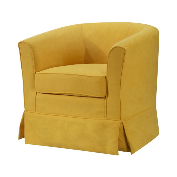 Tucker 28"W Yellow Woven Fabric Swivel Barrel Chair - Image 3