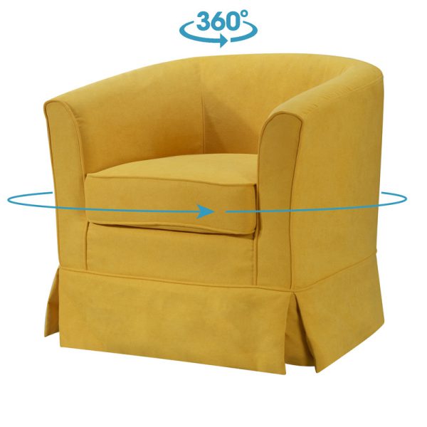 Tucker 28"W Yellow Woven Fabric Swivel Barrel Chair - Image 4